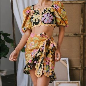 New CeliaB Acacia Ruffle Floral Mini Skirt